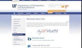 
							         MyUFHealth Patient Portal - U F Orthopaedics & Sports Medicine								  
							    