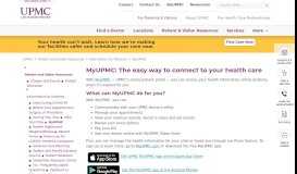 
							         MyUPMC: Secure, convenient, online access to health records								  
							    