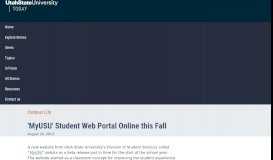 
							         'MyUSU' Student Web Portal Online this Fall - Utah State University								  
							    