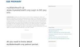 
							         myWakeHealth @ www.mywakehealth.org Login & Bill pay Info								  
							    