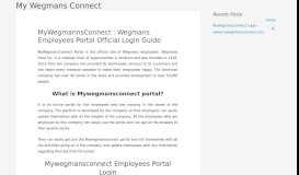 
							         MyWegmansConnect - Wegmans Login Portal For Employees								  
							    
