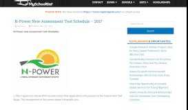 
							         N-Power New Assessment Test Schedule - 2017 - MySchoolGist								  
							    