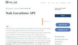 
							         Nab Locations API (Overview, Documentation & Alternatives) | RapidAPI								  
							    