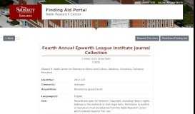 
							         Nabb Center - Finding Aid Portal - Fourth Annual Epworth League ...								  
							    