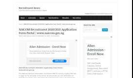 
							         NAICOM Recruitment 2019/2020 Application Form Portal | www ...								  
							    