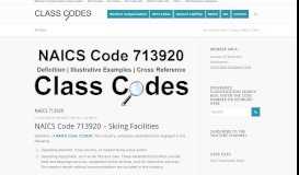 
							         NAICS Code 713920 | Class Codes								  
							    