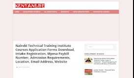 
							         Nairobi Technical Training Institute Contacts, Fee Structure, Bank ...								  
							    