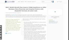 
							         NALC Health Benefit Plan Selects CIGNA HealthCare to Offer ...								  
							    
