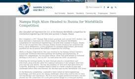 
							         Nampa High Alum Headed to Russia for WorldSkills Competition								  
							    