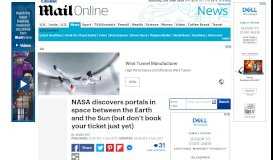 
							         NASA discovers portals in space between the Earth and the Sun (but ...								  
							    