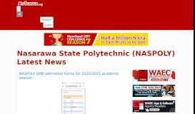 
							         Nasarawa State Polytechnic (NASPOLY) Latest News - Myschool								  
							    