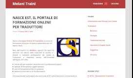 
							         Nasce EST, il portale di formazione online per traduttori | Melani Traini								  
							    