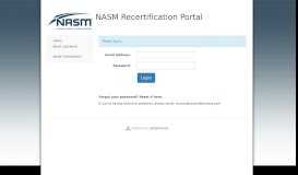 
							         NASM Recertification Portal								  
							    