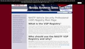 
							         NASTF Vehicle Security Professional (VSP) Registry Main ...								  
							    