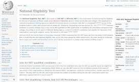 
							         National Eligibility Test - Wikipedia								  
							    