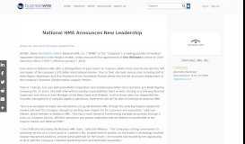 
							         National HME Announces New Leadership | Business Wire								  
							    