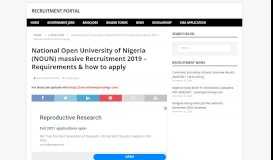 
							         National Open University of Nigeria (NOUN ... - Recruitment Portal								  
							    