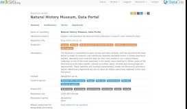 
							         Natural History Museum, Data Portal | re3data.org								  
							    