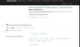 
							         Naturalhealthsherpa library login Results For Websites Listing								  
							    