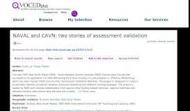 
							         NAVAL and CAVN: two stories of assessment validation | VOCEDplus ...								  
							    