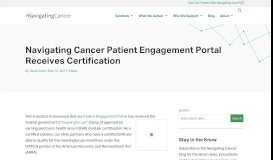 
							         Navigating Cancer Patient Engagement Portal Receives Certification ...								  
							    