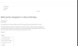 
							         Navigating within the web portal - Azure DevOps | Microsoft Docs								  
							    