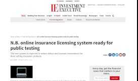 
							         N.B. online insurance licensing system ready for public testing ...								  
							    