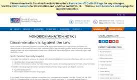 
							         NC Specialty Hospital does not discriminate on the basis of race, color ...								  
							    