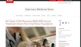 
							         NC State CVM Receives $350,000 Cancer Treatment Grant From the ...								  
							    