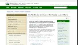 
							         NCAH Portal Guidance for NVSL Submitters - USDA APHIS								  
							    
