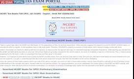 
							         NCERT Text Books FOR UPSC, IAS EXAMS ... - IAS EXAM PORTAL								  
							    