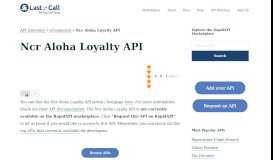 
							         Ncr Aloha Loyalty API (Overview, Documentation & Alternatives ...								  
							    