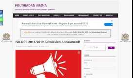 
							         ND-DPP 2018/2019 Admission Announced! | PolyIbadan Arena								  
							    