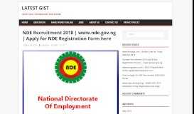 
							         NDE Recruitment 2018 | www.nde.gov.ng | Apply for NDE Registration ...								  
							    