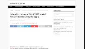 
							         Ndlea Recruitment 2019/2020 portal | Requirements & how to apply ...								  
							    