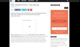 
							         NDU Student Portal - ndu.edu.ng - Eduinformant								  
							    