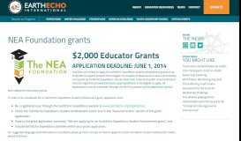 
							         NEA Foundation grants - EarthEcho International								  
							    