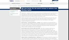 
							         NEC Asia Pacific Pte Ltd selects Invapay to optimise their Working ...								  
							    