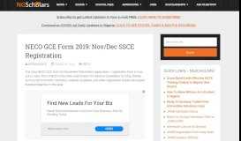 
							         NECO GCE Form 2018: Nov/Dec SSCE Registration Procedure ...								  
							    