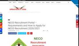 
							         NECO Recruitment Portal - Requirements and How to Apply for NECO ...								  
							    