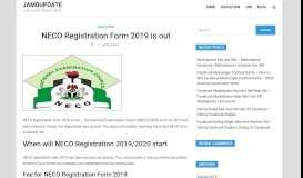 
							         NECO Registration Form 2019 is out - JAMBUPDATE								  
							    
