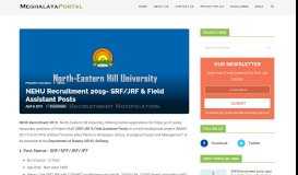 
							         NEHU Recruitment 2019- SRF/JRF & Field Assistant Posts								  
							    