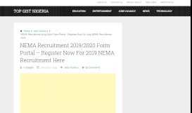 
							         NEMA Recruitment 2019/2020 Form Portal - Register Now For 2019 ...								  
							    