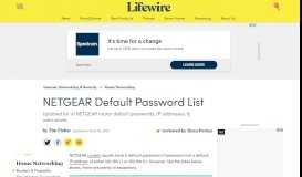 
							         NETGEAR Default Password List (Updated January 2020)								  
							    