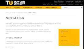 
							         NetID & Email | Towson University								  
							    