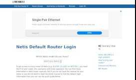 
							         Netis routers - Login IPs and default usernames & passwords								  
							    