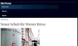 
							         Neuer Schub für Wiener Börse « DiePresse.com								  
							    
