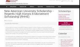 
							         New American University Scholarship -- Regents High Honors ...								  
							    