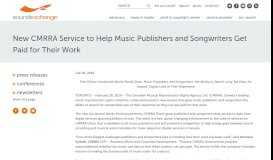 
							         New CMRRA Service to Help Music Publishers and Songwriters Get ...								  
							    