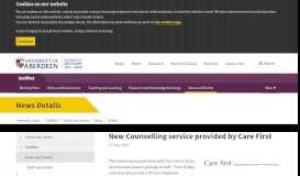 
							         New Counselling service provided by Care First | News | StaffNet | The ...								  
							    